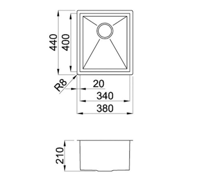 Кухонна мийка Elleci Square 340 under top