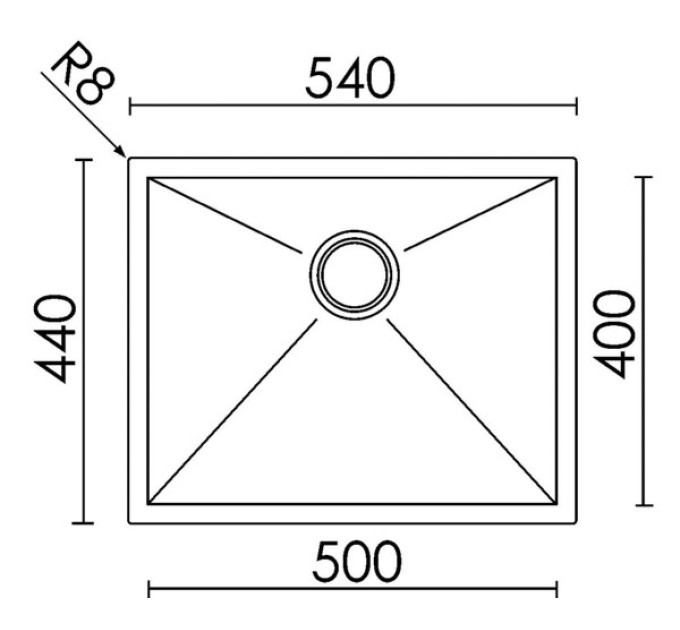 Кухонна мийка Elleci Square 500 R14 on top