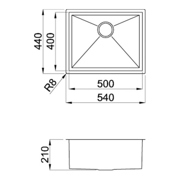 Кухонна мийка Elleci Square 500 under top