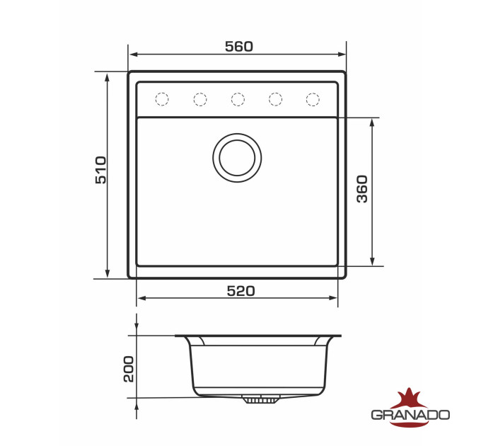 Кухонная мойка Granado  Lerida gris (560*510mm.)