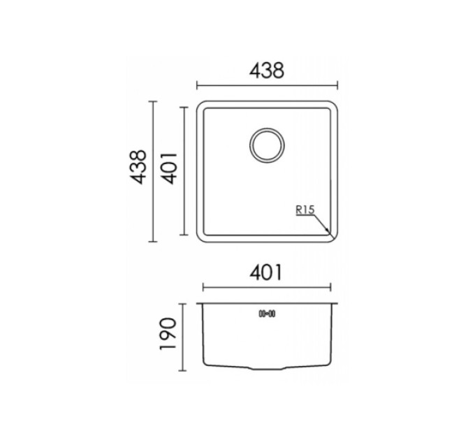 Кухонне миття Elleci Space 400 R15under top