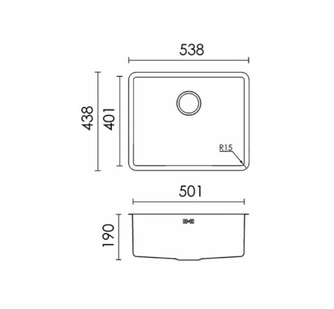 Кухонне миття Elleci Space 500 R15 under top