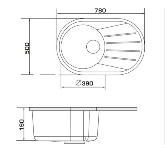 Кухонная мойка Granado Murcia black shine (780*500mm.)