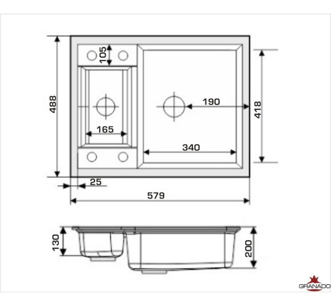 Кухонная мойка Granado Samora white (610*500mm.)