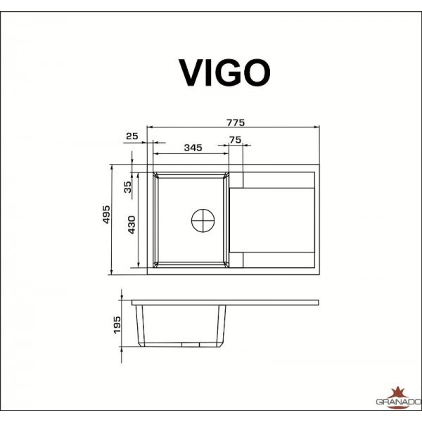 Кухонная мойка Granado Vigo Ivory (780*500mm.)