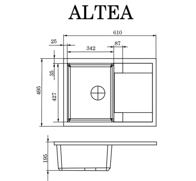 Кухонне миття Granado Altea black shine (610*500mm.)