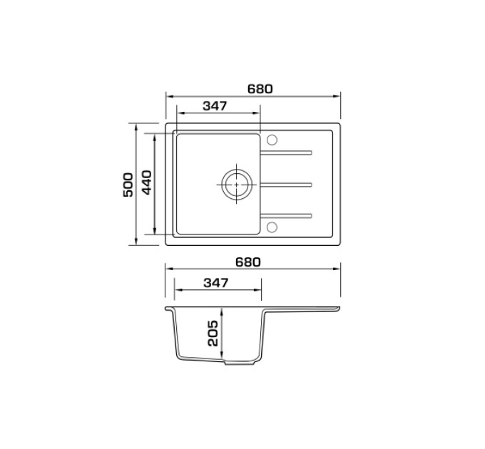 Кухонне миття Granado Blanos black shine (680*500mm.)