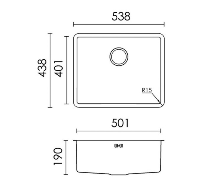 Кухонная мойка Elleci Space 500 under top