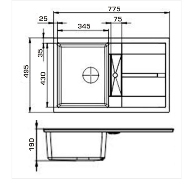 Кухонная мойка Granado Valencia white (780*500mm.)