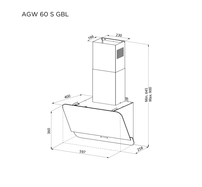 Витяжка Pyramida AGW 60 S GBL