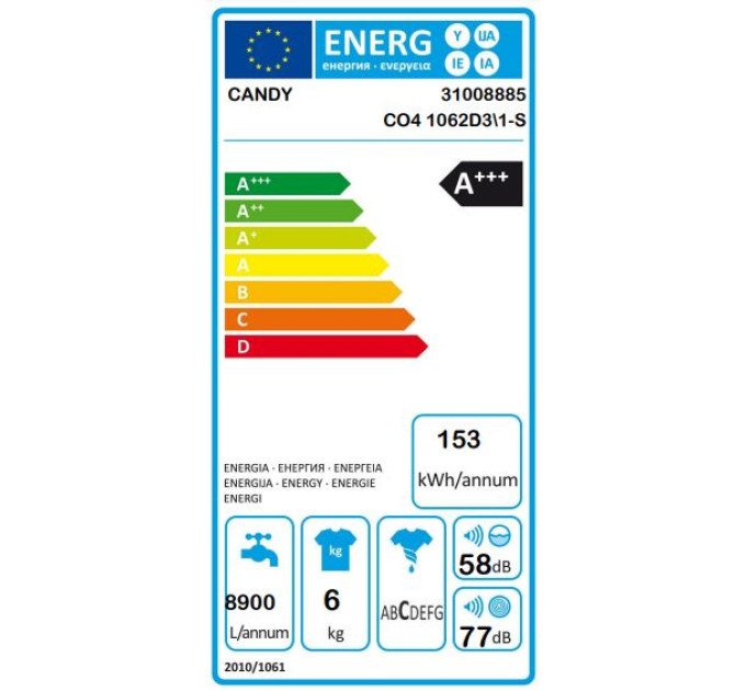 Пральна машина Candy CO4 1062D3/1-S
