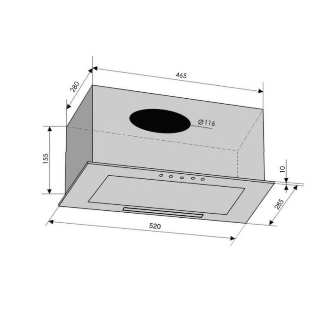 Витяжка Ventolux BOX 60 BK (650) PB