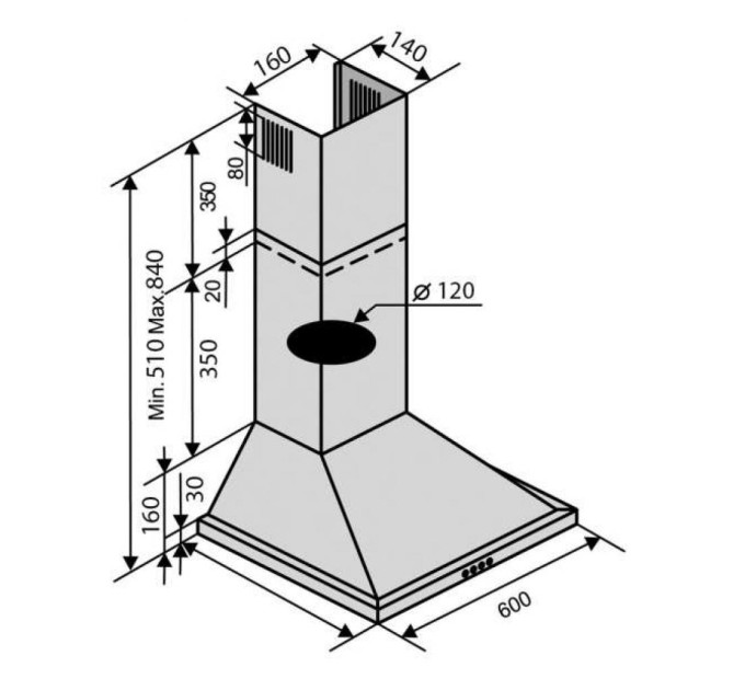 Витяжка Ventolux LIDO 50 WH (700)