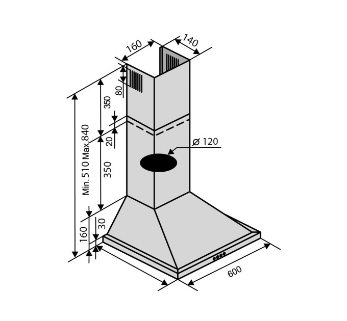 Витяжка Ventolux LIDO 60 WH (700)