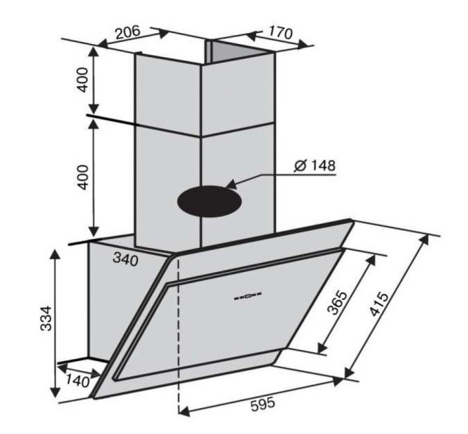 Вытяжка  Ventolux MIRROR 60 BK (1000) TC