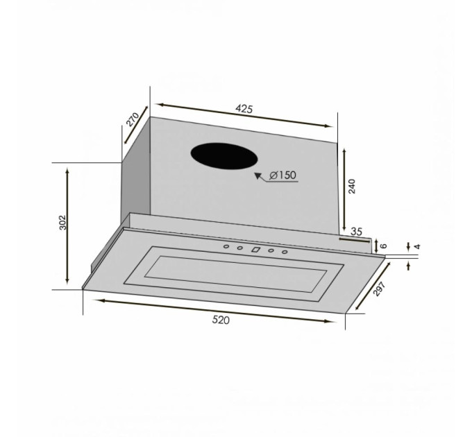 Вытяжка  Ventolux PUNTO 60 BG (900) TRC FLED