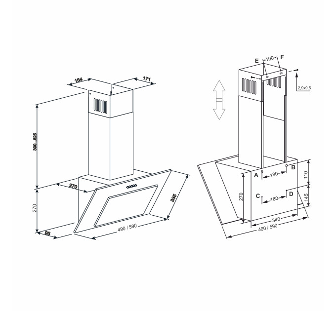 Вытяжка ELEYUS VERTICAL 470 60 BL