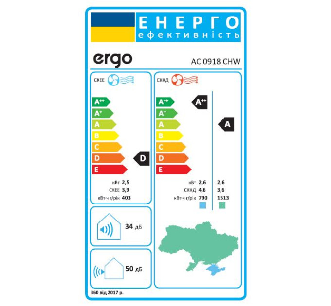 Кондиціонер Ergo AC 0918 CHW